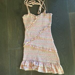 The Impeccable Pig Floral Ruffle Mini Dress (size S)